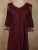 Burgundy Floral Thread Embroidered Design Cotton Salwar Suit with Dupatta