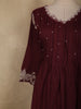 Burgundy Floral Thread Embroidered Design Cotton Salwar Suit with Dupatta