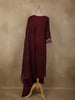 Burgundy Floral Thread Embroidered Design Cotton Salwar Suit with Dupatta
