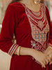 Burgundy Floral Thread Embroidery Velvet Salwar Suit