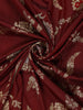 Burgundy Floral Woven Banarasi Silk Saree With Zari Border