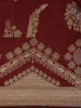 Burgundy Floral Woven Banarasi Silk Saree With Zari Border