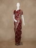 Burgundy Floral Woven Banarasi Silk Saree With Zari Border