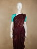 Burgundy Floral Woven Design Pure Kanchipuram Silk Saree