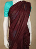 Burgundy Floral Woven Design Pure Kanchipuram Silk Saree