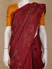Burgundy Floral Woven Pure Kanchipuram Silk Saree