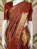 Burgundy Floral Zari Woven Design Pure Kanchipuram Silk Saree with Zari Border