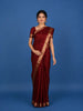 Burgundy Floral woven Silk Saree