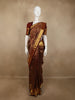 Burgundy Flower Zari Woven Design Pure Kanchipuram Silk Saree with Zari Border
