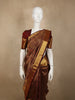 Burgundy Flower Zari Woven Design Pure Kanchipuram Silk Saree with Zari Border
