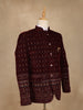 Burgundy Geometric And Floral Motif Embroidered Velvet Men's Suit