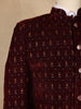Burgundy Geometric And Floral Motif Embroidered Velvet Men's Suit