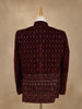 Burgundy Geometric And Floral Motif Embroidered Velvet Men's Suit