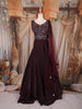 Burgundy Heavy Sequins & Thread Embroidered Design Satin Bridesmaids Gown