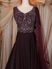 Burgundy Heavy Sequins & Thread Embroidered Design Satin Bridesmaids Gown