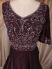 Burgundy Heavy Sequins & Thread Embroidered Design Satin Bridesmaids Gown