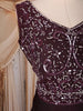Burgundy Heavy Sequins & Thread Embroidered Design Satin Bridesmaids Gown