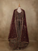 Burgundy Heavy Sequins and Mirror Embroidered Design Net Mastani Lehenga With Long Jacket