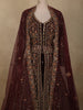 Burgundy Heavy Sequins and Mirror Embroidered Design Net Mastani Lehenga With Long Jacket