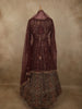 Burgundy Heavy Sequins and Mirror Embroidered Design Net Mastani Lehenga With Long Jacket