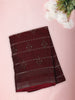 Burgundy Ikat Printed Design Mixed Cotton Saree with Zari Woven Border