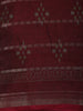 Burgundy Ikat Printed Design Mixed Cotton Saree with Zari Woven Border