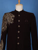 Burgundy Lion Head Motif Design Viscose Men's Suit - Diadem