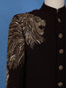 Burgundy Lion Head Motif Design Viscose Men's Suit - Diadem