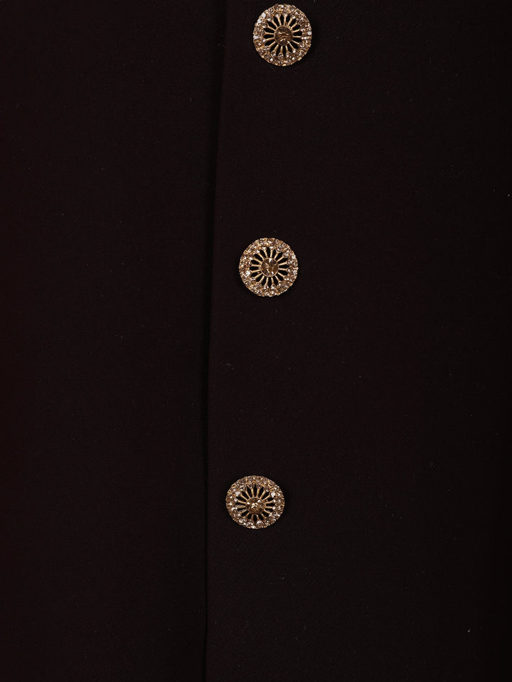 Burgundy Lion Head Motif Design Viscose Men's Suit - Diadem