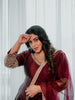 Burgundy Maroon Floral Sequins and Beads Embroidered Design Semi Silk Long Anarkali Gown with Matching Dupatta