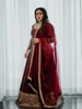 Burgundy Maroon Floral Sequins and Beads Embroidered Design Semi Silk Long Anarkali Gown with Matching Dupatta