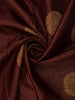 Burgundy Mini Checked Zari Woven Design Pure Kanchipuram Silk Saree with Floral Zari Border