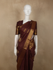 Burgundy Mini Checked Zari Woven Design Pure Kanchipuram Silk Saree with Floral Zari Border