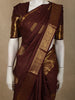 Burgundy Mini Checked Zari Woven Design Pure Kanchipuram Silk Saree with Floral Zari Border