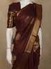 Burgundy Mini Checked Zari Woven Design Pure Kanchipuram Silk Saree with Floral Zari Border