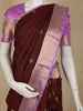 Burgundy Paisley Butta Woven Design Pure Kanchipuram Silk Saree with Contrast Zari Border
