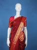 Burgundy Peacock Woven Pure Kanchipuram Silk Saree With Zari Border