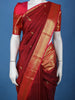 Burgundy Peacock Woven Pure Kanchipuram Silk Saree With Zari Border