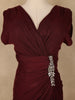 Burgundy Shimmer Draped High Slit Mermaid Gown