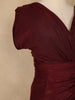 Burgundy Shimmer Draped High Slit Mermaid Gown