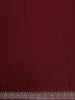 Burgundy Stone Embellished Satin Saree With Scalloped Border
