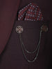 Burgundy Textured Solid Polyester Men's Suit with Pocket Chain Detailing - Diadem