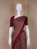 Burgundy Ajrak Print Mul Mul Cotton Saree - Diadem