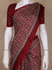 Burgundy Ajrak Print Mul Mul Cotton Saree - Diadem