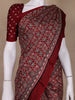 Burgundy Ajrak Print Mul Mul Cotton Saree - Diadem