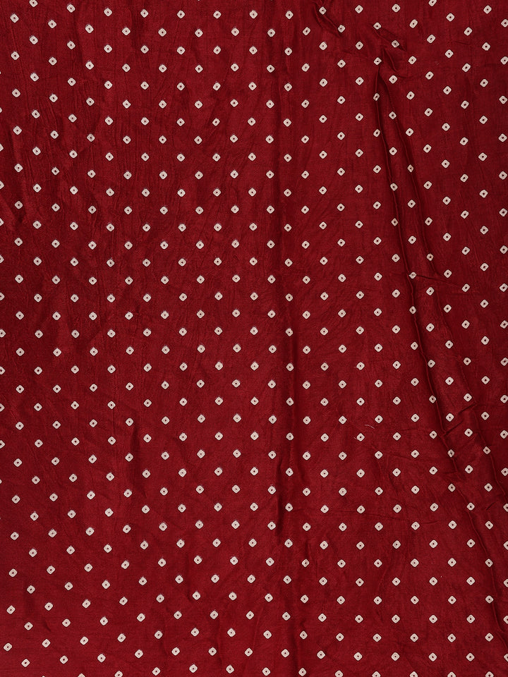 Burgundy Ajrak Print Mul Mul Cotton Saree - Diadem