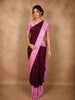Burgundy Butta Zari Woven Design Pure Kanchipuram Silk Saree with Contrast Border