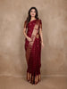 Burgundy Floral Butta Woven Kanchipuram Silk Saree With Zari Border