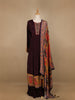 Burgundy Floral Designed Semi Silk Anarkali Salwar Suit - Diadem