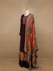 Burgundy Floral Designed Semi Silk Anarkali Salwar Suit - Diadem